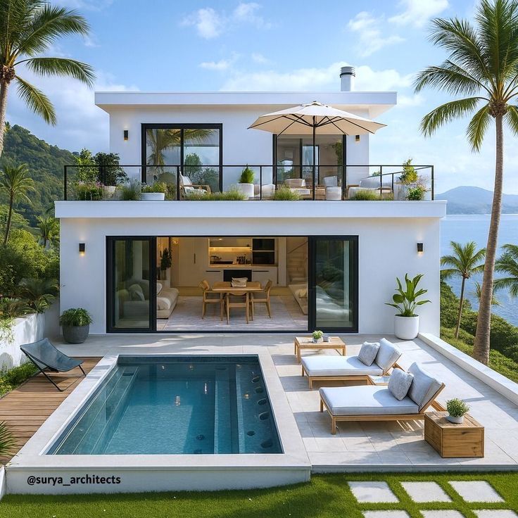 Une villa avec piscine, conçue dans un style moderne